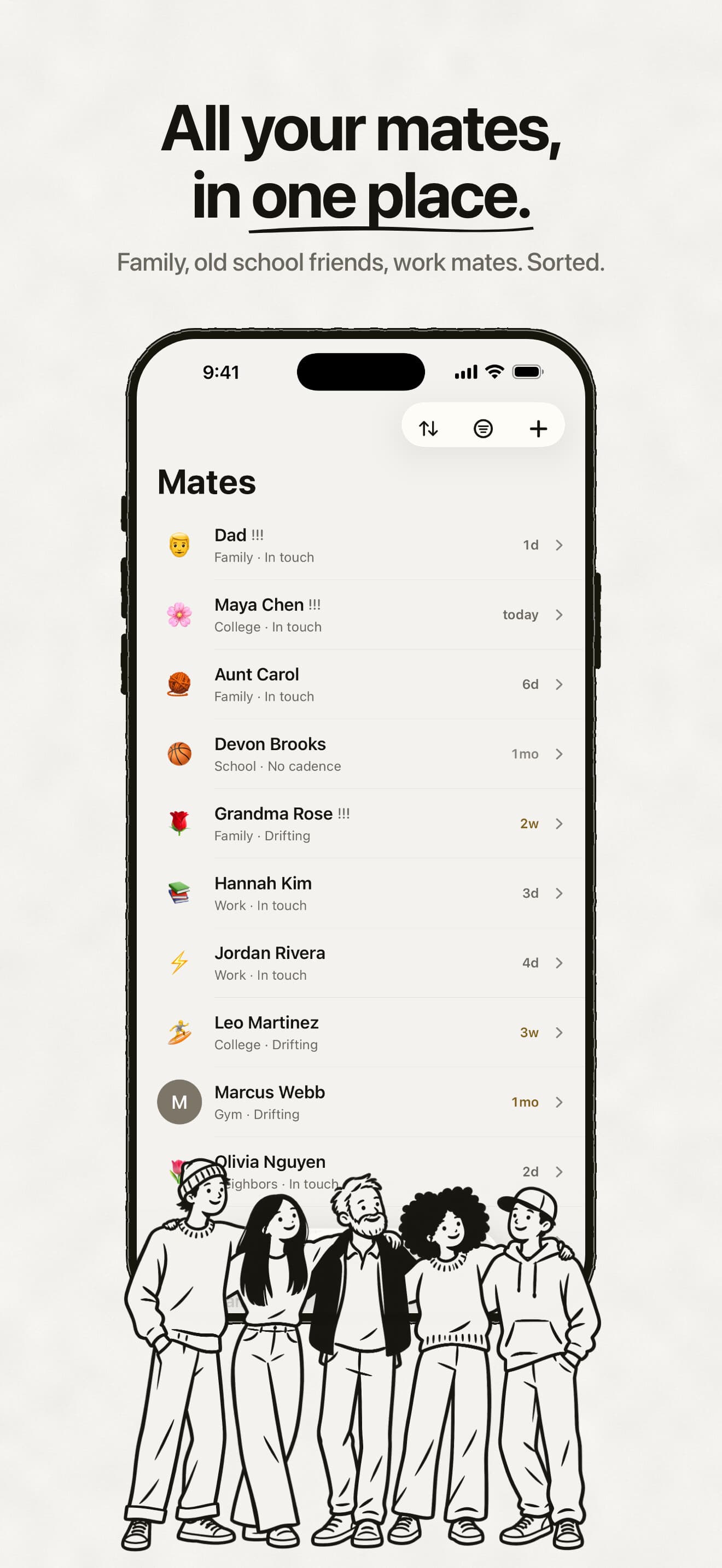 Screenshot: All your mates, in one place