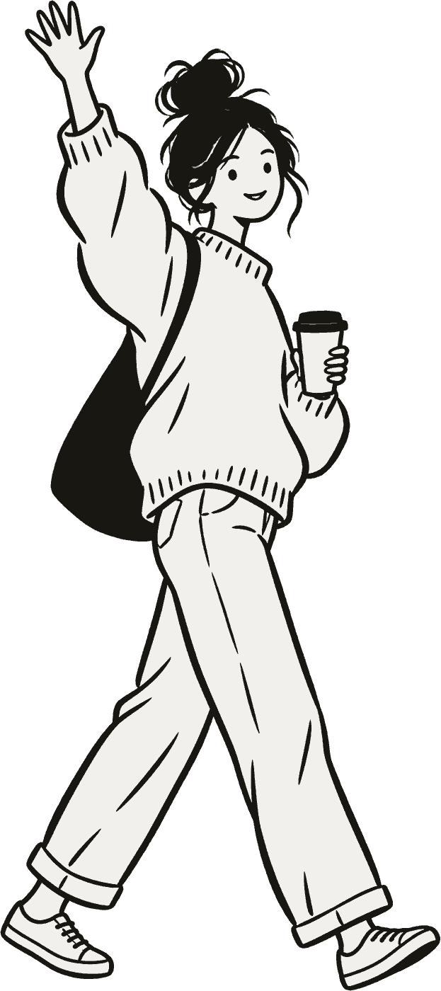 Illustration of a woman waving hello